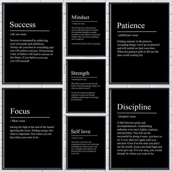 Discipline Motivational Terms Poster Modern and Elegant Wall Stickers for Home Decor Living Room Dormitory Wall Art