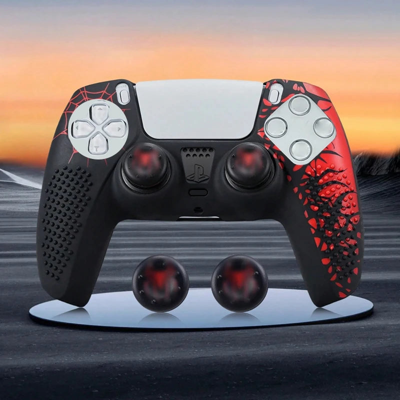 Para la funda del mando de PS5, carcasa de silicona antideslizante protectora compatible con el mando de PS5 con tapa de agarre para el pulgar