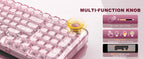 YUNZII X98 Pink QMK/VIA Wireless Transparent RGB Keyboard, Hot-Swap Gasket Mechanical Gaming Keyboard, Pre-lubed Knob Keyboard