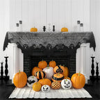 1pc Halloween Lace Mantel Scarf Spider Web Ghost Edge Fireplace Table Runner Decor, Party Atmosphere Decorative Tablecloth