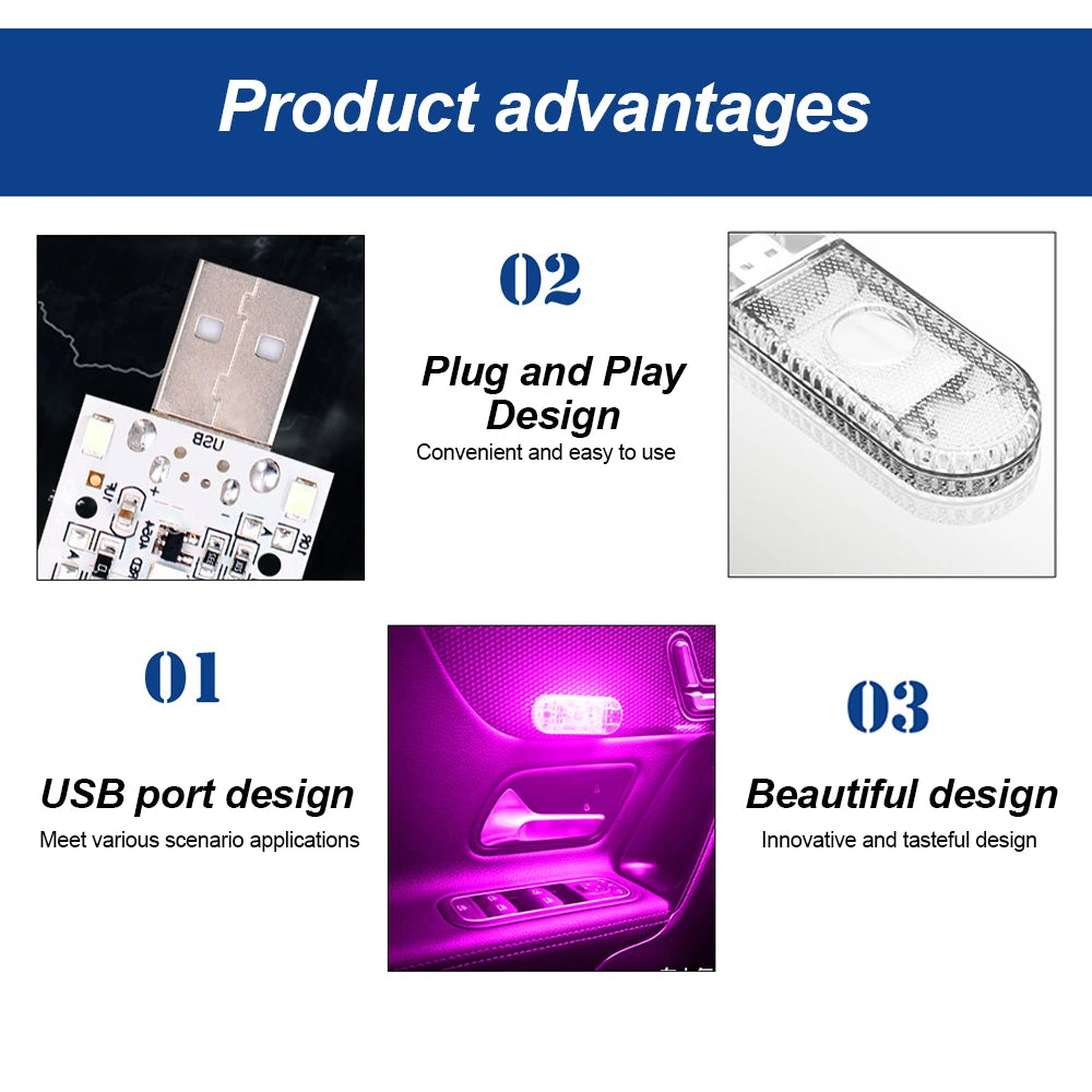 1 PC Multi Color Car Light Wireless LED Touch Light Roof Light Sensor Read Lamp Mini USB Charging Light Car Interior Accessories