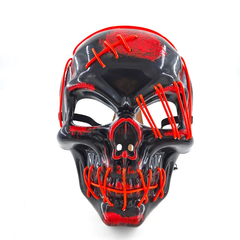 Evil Skull Mask Halloween Carnival Masquerade Haunted House Scary Decoration Cosplay Skeleton Scary Theme Party Light Up Mask