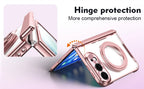 For iPhone Duo Transparent Magnetic Case For MagSafe 360° Rotating Bracket Hinge Protection Cover With Tempered Glass Film