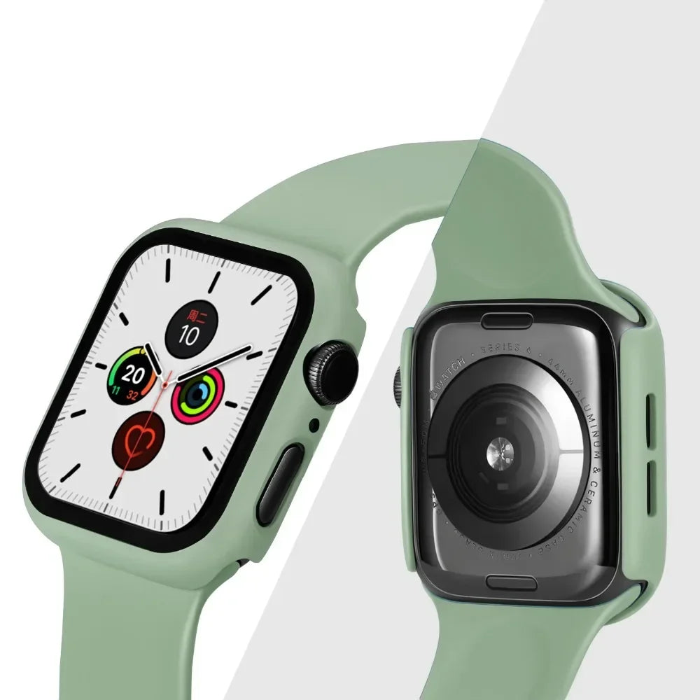 Tempered Glass+cover For Apple Watch Case Accessories 45mm 41mm 44mm 40mm 42mm Screen Protector Apple watch serie 9 4 5 6 SE 7 8