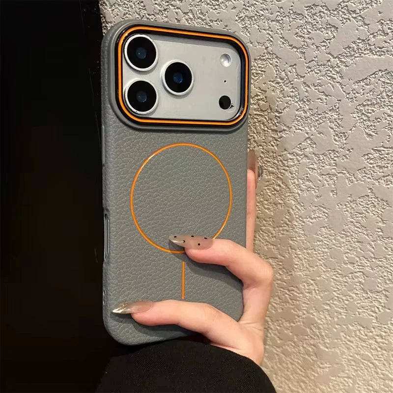 Luxury Magnetic Matte Lychee Grain Phone Case For iPhone 11 12 13 14 15 16 17 18 ProMax Air Plus Magsafe Bumper Back Cases Cover