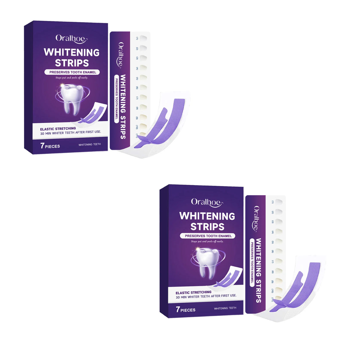 Purple Teeth Whitening Strips 30 Minutes Oral Cleaning Removal Gel Improve Dental Yellowing Oral Care, for With Shade
