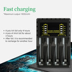 Battery Charger 4 Slot Intelligent Fast Charge With Indicator For 1.2V NiMH NiCd AAA/AA Rechargeable Battery USB C Micro Charger