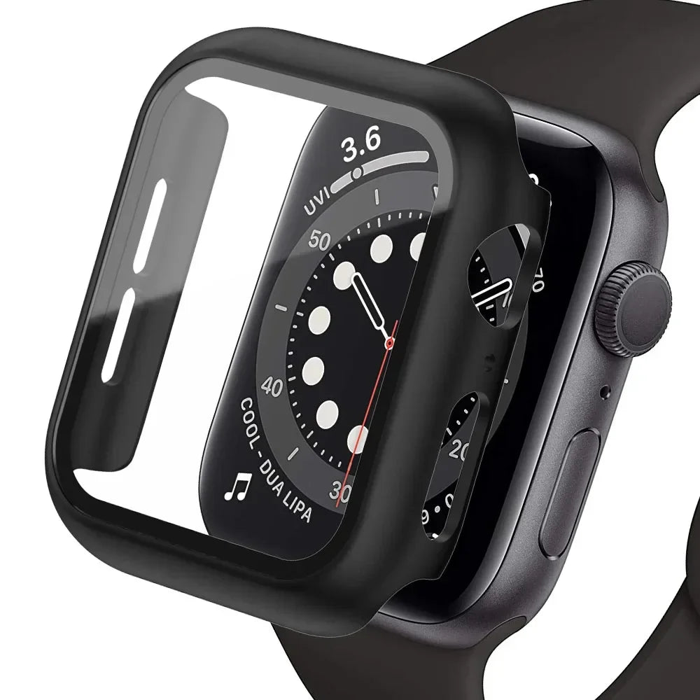 Tempered Glass+cover For Apple Watch Case Accessories 45mm 41mm 44mm 40mm 42mm Screen Protector Apple watch serie 9 4 5 6 SE 7 8