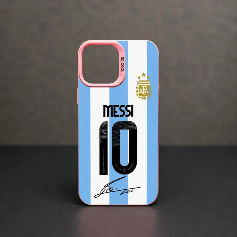 Messi Number 10 Gradient Silver Shockproof Phone Case For iPhone 11 To 17