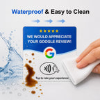 4-Pack Acrylic NFC Google Review Cards with Four Wooden Bases Included for Interactive Feedback And Reviews