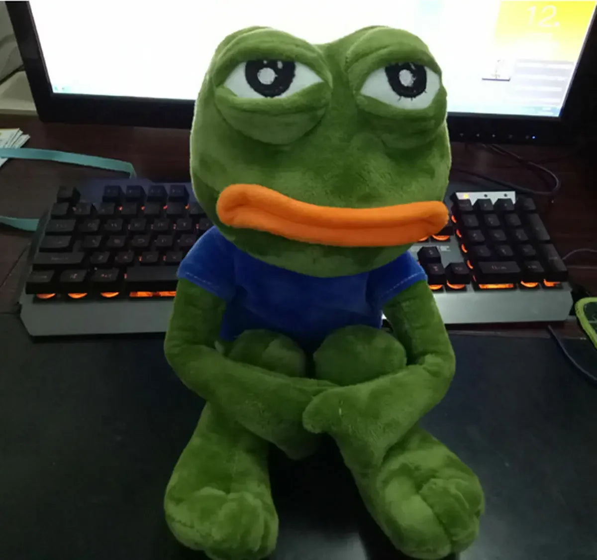45cm Animal Sad Frog Plush Toy Soft Stuffed Pillow Magic Expression Pepe The Sad Frog Plush Doll Birthday GIfts For Girls Boys