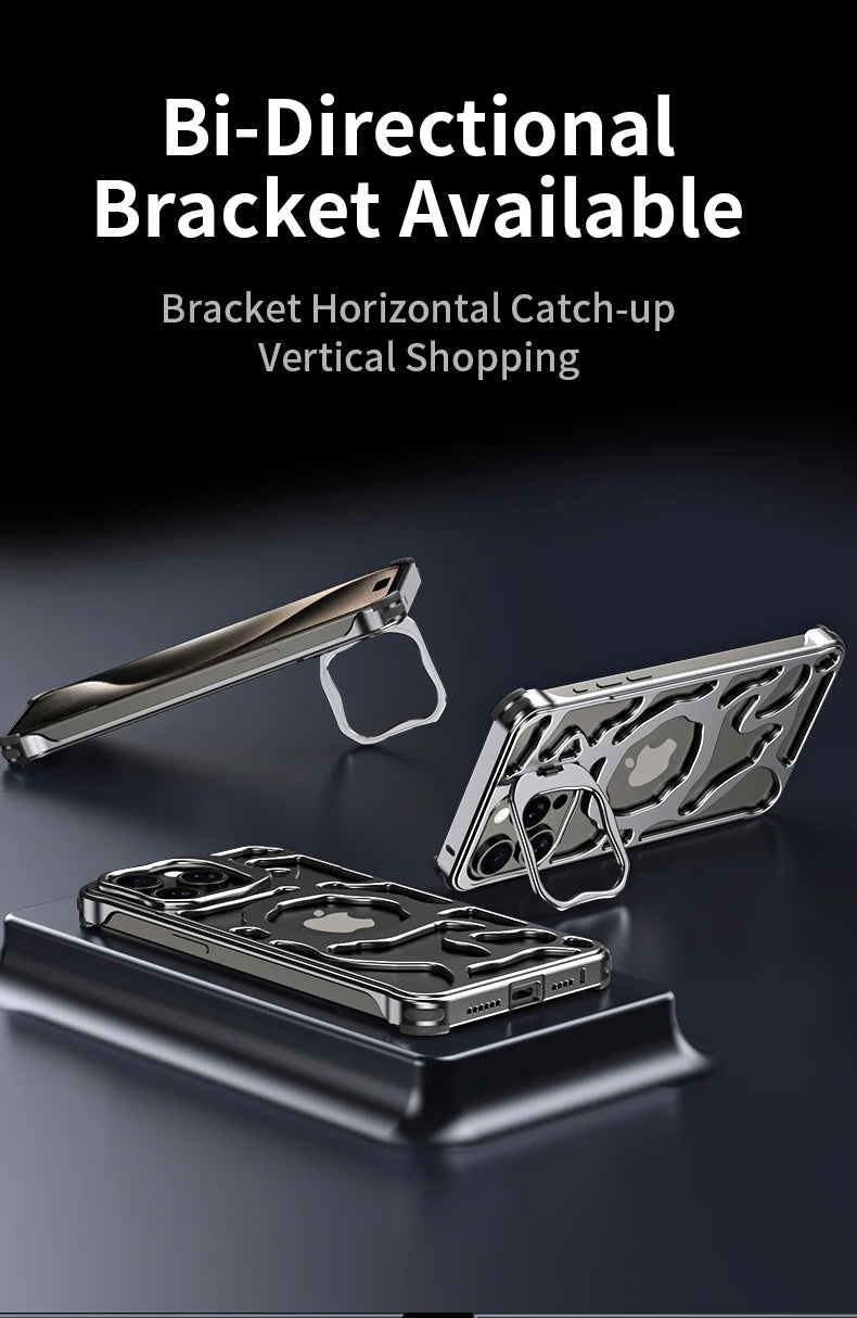 Titanium Aluminum Case for iPhone 16 15 14 13 Pro Max MagSafe Cooling Cover