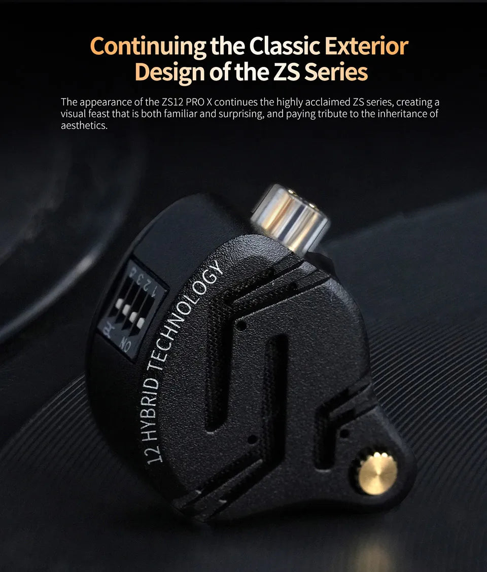 KZ ZS12 Pro X Metal Hybrid Earphones with Adjustable Bass Tuning