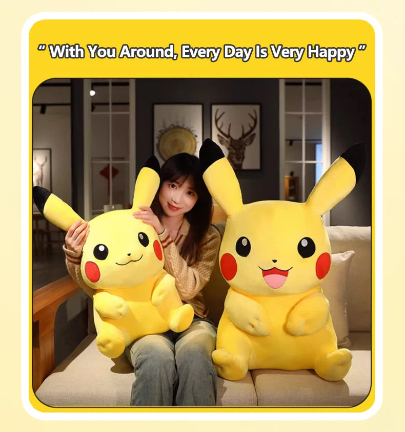Large Original Pokemon Pikachu Stuffed Plush Toys Plushie Soft Animal Kawaii Anime Doll Throw Pillow Birthday Gift For Kids Baby