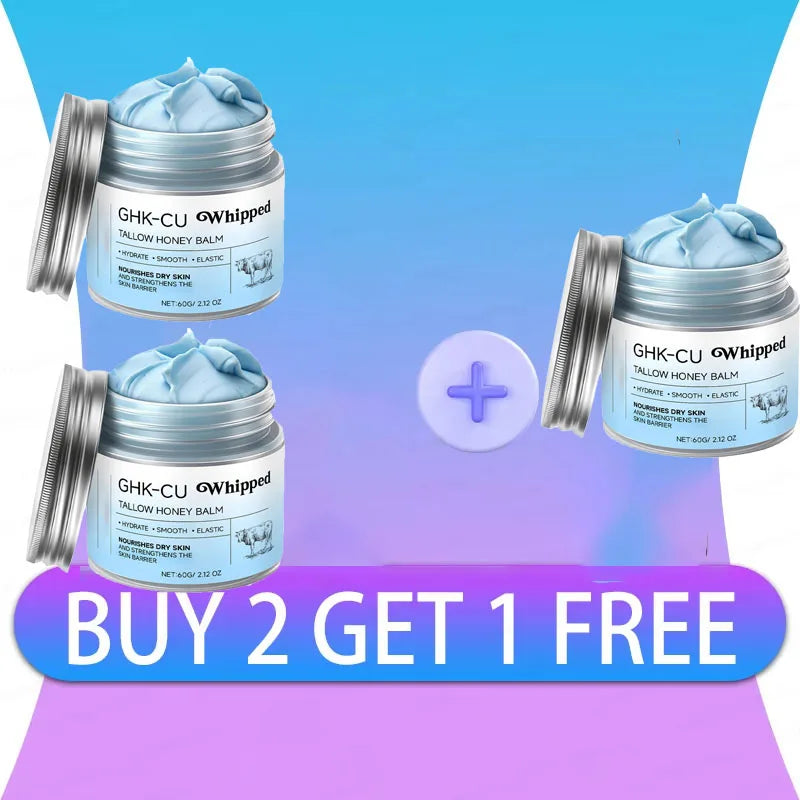 Copper Peptides GHK-Cu Beef Tallow for Skin: Blue Balm Manuka Honey Face and Body Moisturizer for Mature, Dry & Sensitive Skin