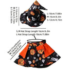 Halloween Pet Costume Cat Pumpkin Cloak Wizard Hat Set Fun Wizard Printing Craft Festive Atmosphere Party Dressing Photography