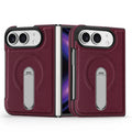 For Magsafe For iPhone Duo Case Luxury Matte Leather Magnetic Rotating Ring Holder Shockproof Protection Back Cover Accessories