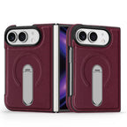 For Magsafe For iPhone Duo Case Luxury Matte Leather Magnetic Rotating Ring Holder Shockproof Protection Back Cover Accessories
