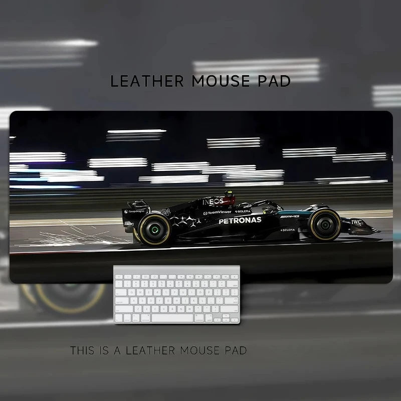 HD Boys Loves  F1 Racing Car Leather Mouse Pad Oversized Computer Desk Workstation Desk Non-slip and Dirty-resistant Mouse Pad