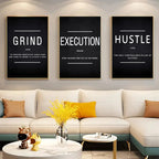 3pcs/Set Canvas Posters Grind Hustle Execution Motivational Wall Art Poster Home Living Room Bedroom Office Wall Art Decor