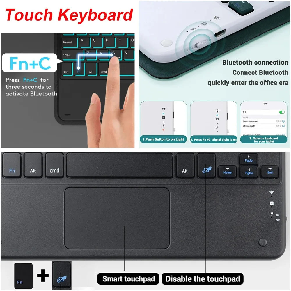Case for Xiaomi Pad 7 /8 11.2" Bluetooth Keyboard Case for Xiaomi Pad 7/8 Pro 11.2" Wireless Bluetooth Removable Keyboard Case