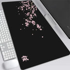Alfombrilla de ratón XXL japonesa de flor de cerezo, gris, para laptops, escritorio de juego, sakura, anime, alfombra de oficina, gamer, teclados, computadoras y escritorios