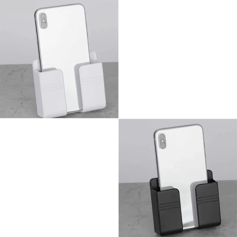 Wall Mounted Phone Charging Holder and Remote Control Organizer