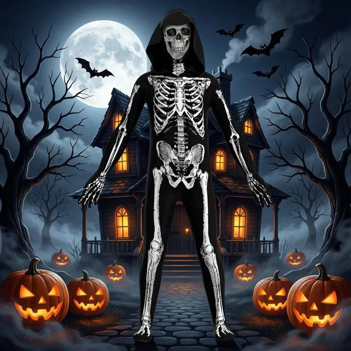 Scary Zombie Costume Cosplay Skeleton Skull Costume Suit Halloween Costume for Adult Carnival Party Dress Up