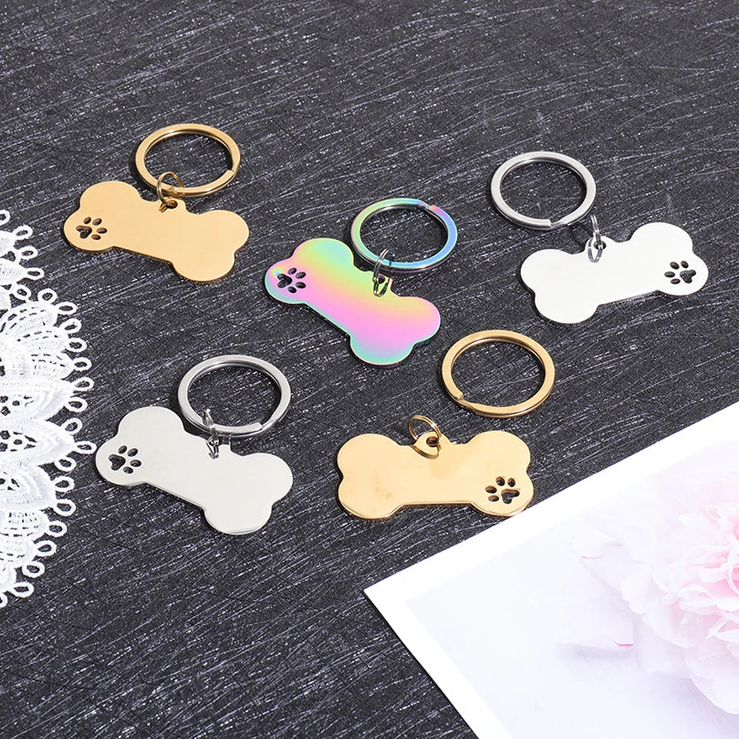 Custom Name Dog Tags Personalized Text Dog ID Tag Bone Shaped Stainless Steel Laser Engraving Anti-lost Customized Pets ID Tag