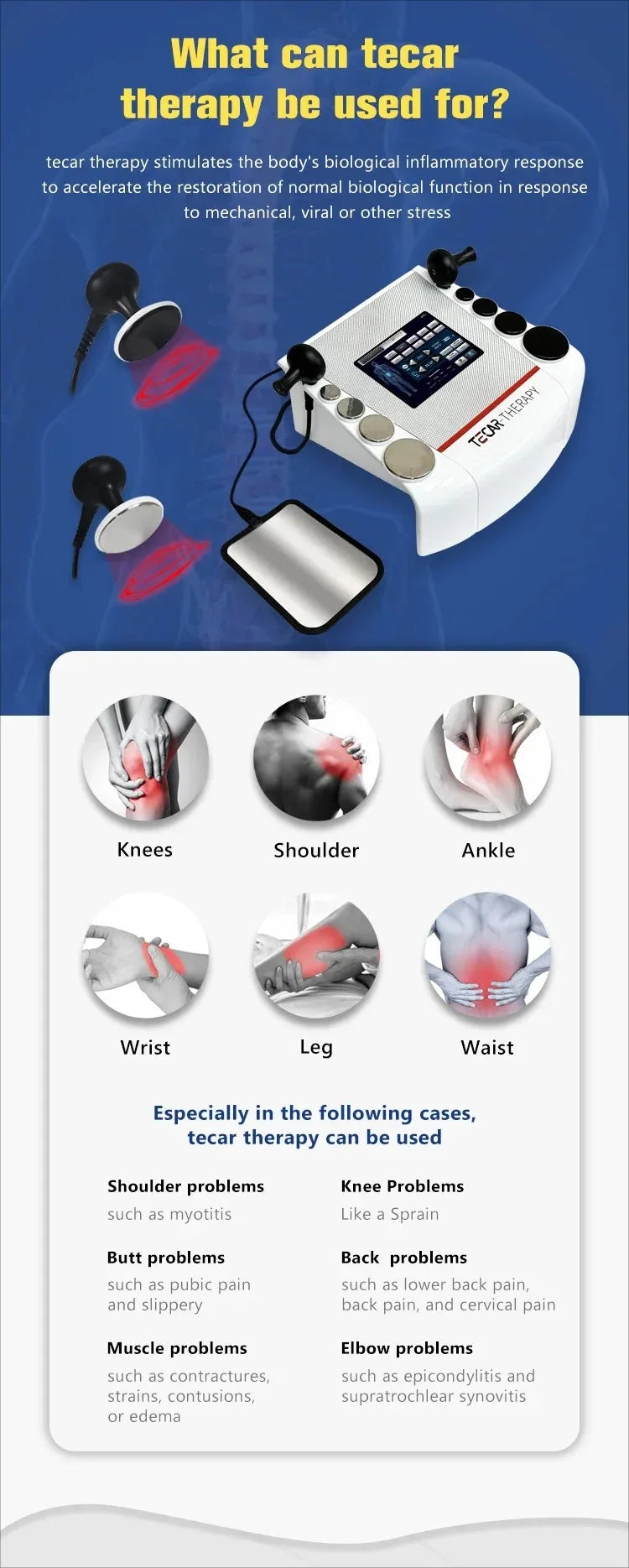 448KHZ TECAR Physical Therapy System Indiba RET CET RF Machine  Weight Loss Cellulite Removal Sports Rehabilitation Device
