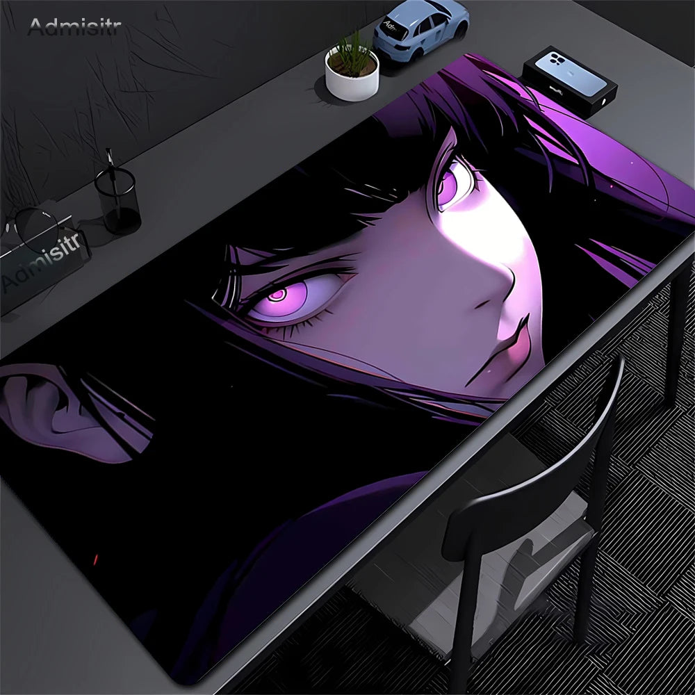 Anime Girl Purple Cute Mouse Pad XXL Laptop Gamer Cabinet Keyboard Rug Computer Kawaii Desk Mat Non-slip Large Mousepad 90x40cm