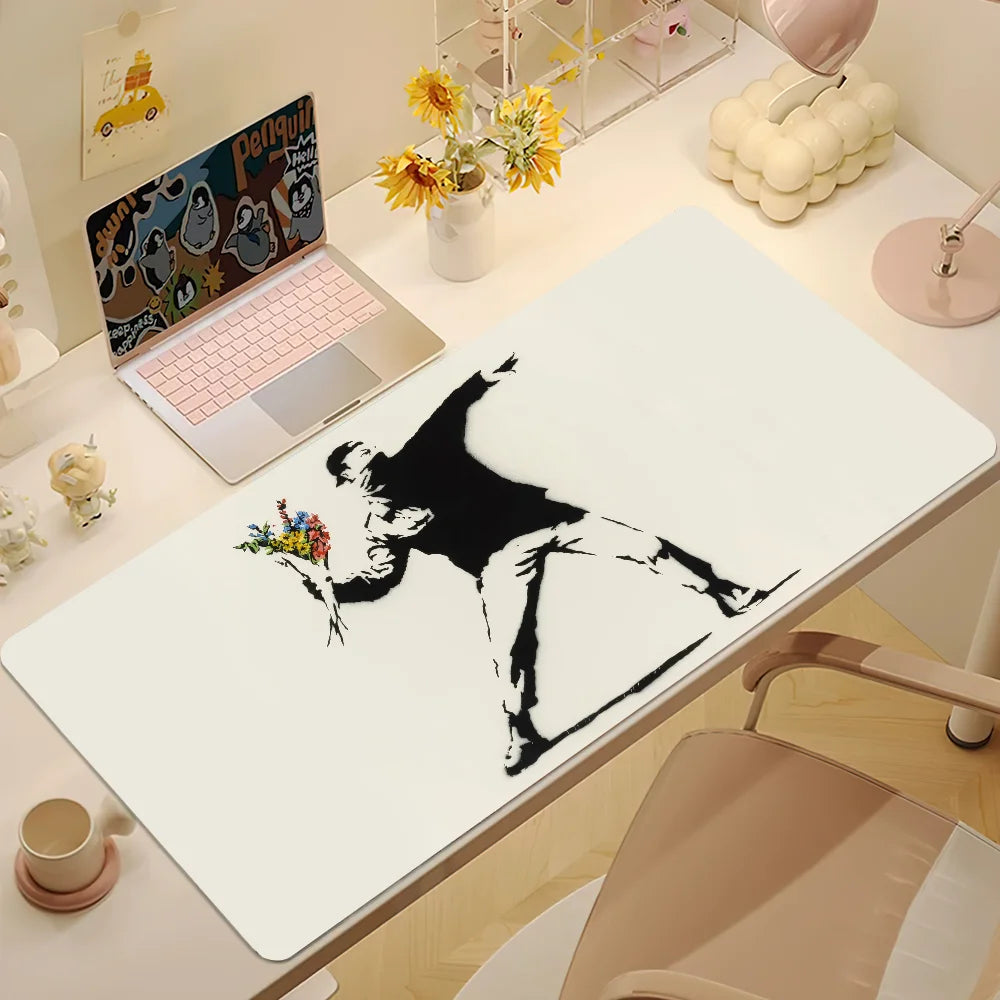 Graffiti Art Banksy S Mouse Pad Large Desk Mat Keyboard Ergonomic Office Rubber Game PC Non-slip Anti-fray Home Custom Best Pric