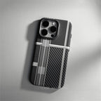 Relief Carbon Fiber Magnetic Case for iPhone 15 Pro Max 16 17 Pro Phone Cover Camera Metal Lens Protective Shell Hard PC Fundas