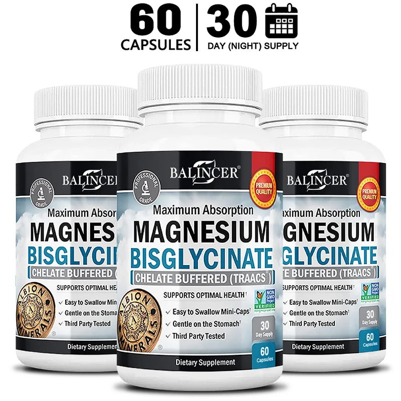 Magnesium Bisglycinate 400 Mg - 120 Vegetarian Capsules - Supports Muscle, Joint and Heart Health
