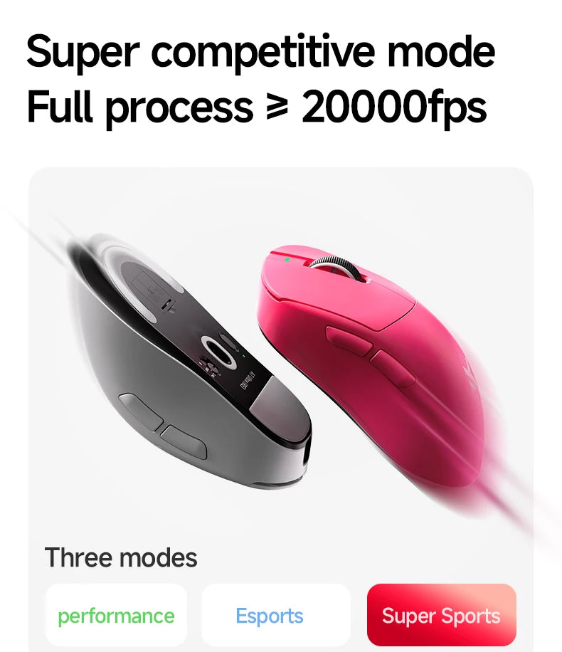 MCHOSE A7 Ultra RE Gaming Mouse 8000Hz Polling Rate Ergonomic Design 20000fps 42000DPI 750IPS Super Glide Coating 500mAh Battery