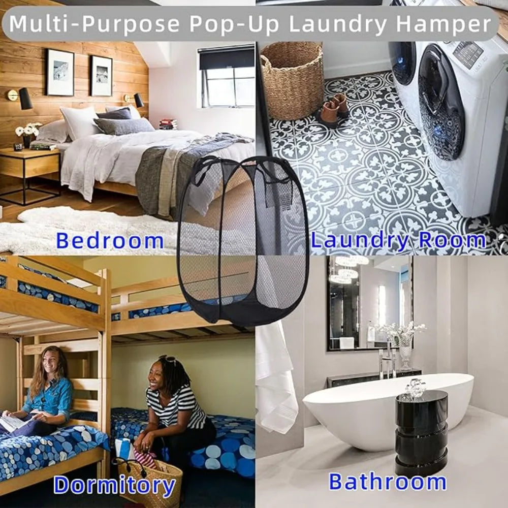 1-10Pcs Collapsible Laundry Basket Dirty Clothes Mesh Pop Up Hamper Storage Basket Toy Storage Bag for Home Bathroom Dorm Travel