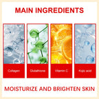 JUINHOU Glutathione Vitamin C Brighten Face Cream and Serum Set Even Skin Tone Niacinamide Anti-Oxidation Radiant Glow Skin