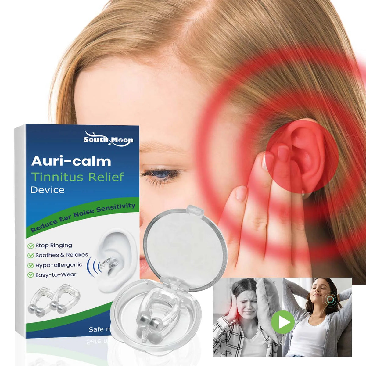 Tinnitus Relief Ear Clip Gentle Acupressure Magnetic Ear Care Device Reduce Ear Discomfort Ear Tightness Buzzing Sensation
