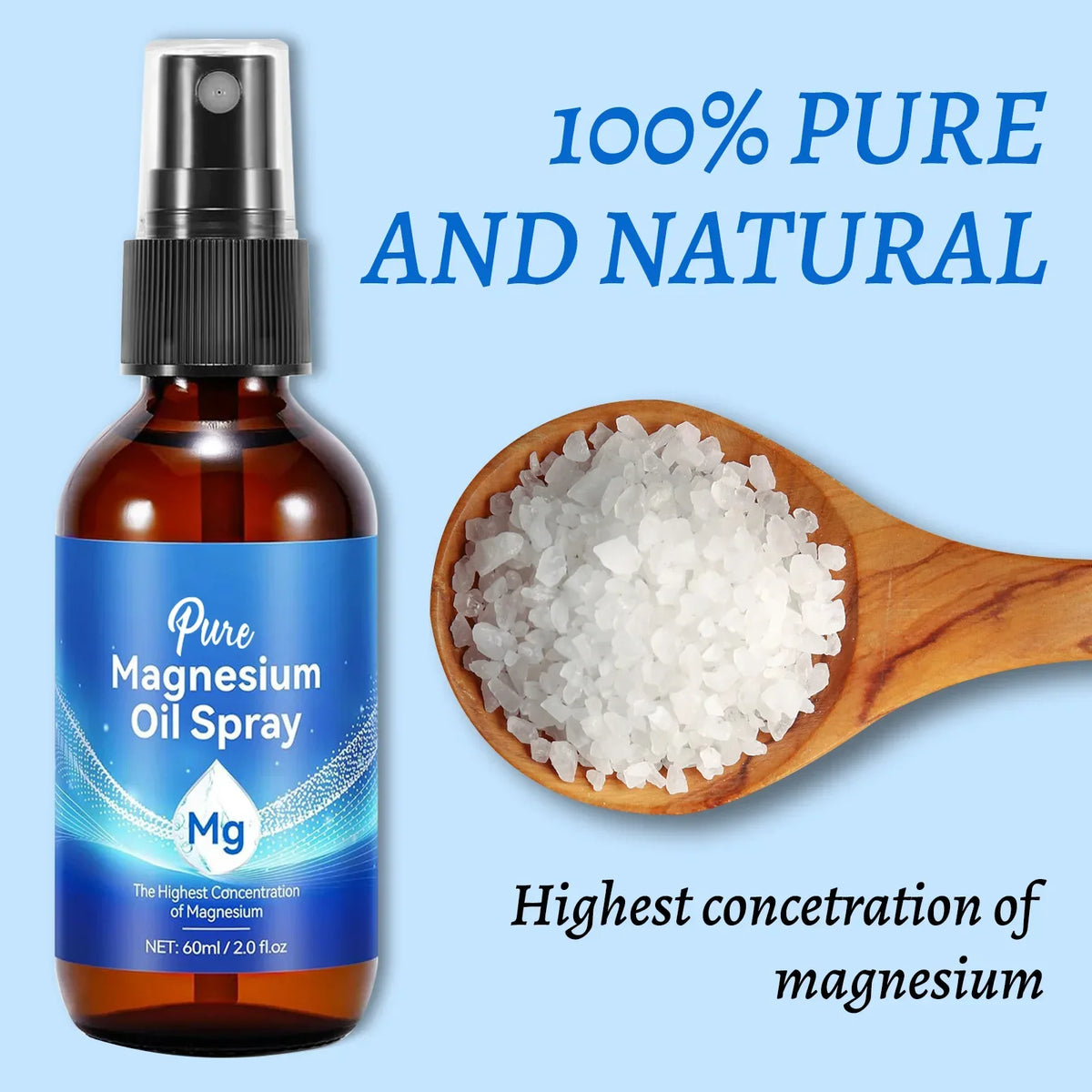 Magnesium Body Oil Spray 60ml 10 Percent Mineral Rich Formula for Muscle and Skin Care Natural Chloride Solution