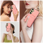 Shoulder Lanyard Leather Card Wallet Case For Samsung Galaxy S25 S24 S26 Ultra S23 S22Plus A57 A37 A17 A36 A56 Stand Phone Cover