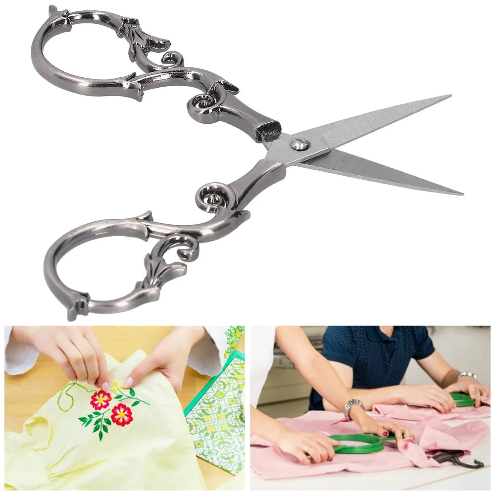 Portable Stainless Steel Retro Scissors Gourd Shape 4.3 Inch Embroidery Scissors Sewing Scissors Needlework Art