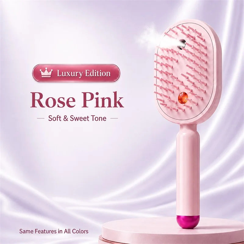 Electric Hair Straightener Brush No Heat with Fine Mist Spray Red Light Therapy Straightening Scalp Massage Cordless Fast Charge