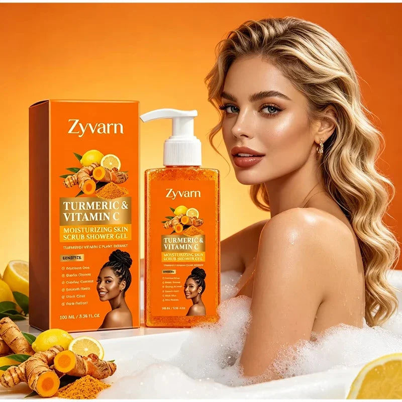 Turmeric Orange Vitamin C Body Wash Fresh Fragrance Shower Gel Moisturizing Brightening Exfoliating Deep Cleaning Smooth Skin