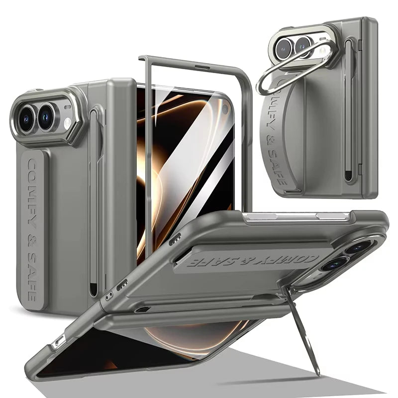 Matte PC Case for iPhone Duo with Wrist Strap Stylus and Kickstand