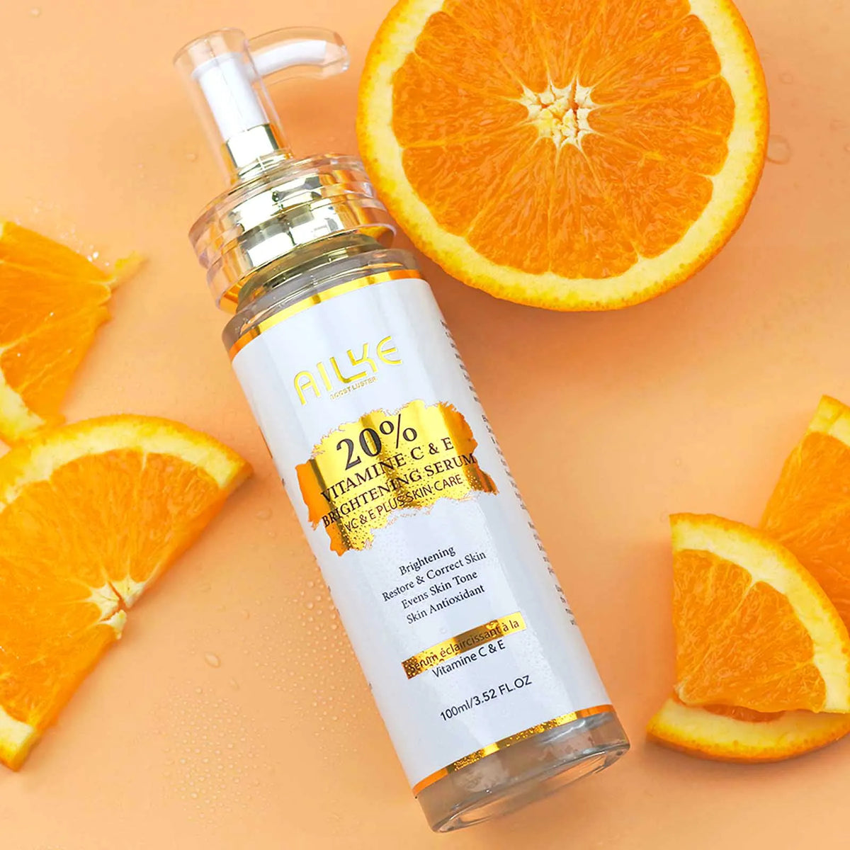 AILKE Vitamin C and E Brightening Concentrated Serum, Whitening, Moisturizing, Clean Skin, Reduce Dark Spots, 100ml/3.52 oz