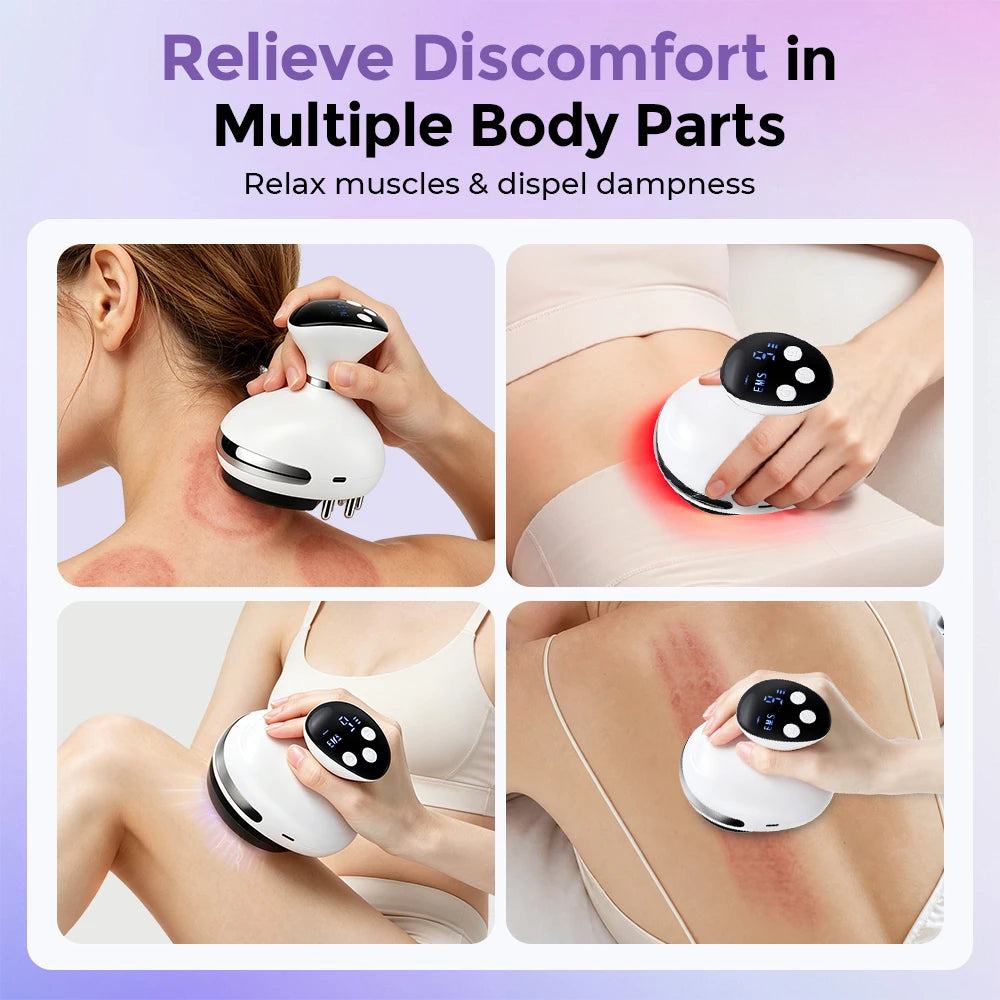 Electric Cupping Gua Sha Massager, 9-Level Suction Lymphatic Drainage Device, Red Light Heat Body Scraper Back Neck Shoulder