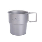 Pure Titanium Camping Cup with Lid Foldable Handle Lightweight Single Wall Mug Open Fire Coffee Tea Cup for Hiking Backpacking
