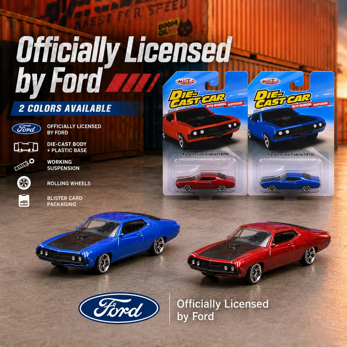 CCA 1:64 Ford Torino Cobra Sedan Miniature Model MSZ 3" Alloy Toy Car Vehicle Free Wheels Diecast Collection Gift for Boyfriend