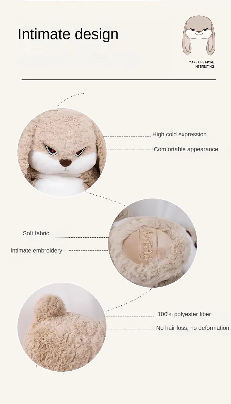 35cm Angry Rabbit Plush Toy Cute Long Eared Rabbit Stuffed Animals Soft Plush Children Gifts Doll Room Decor Birthday Gifts