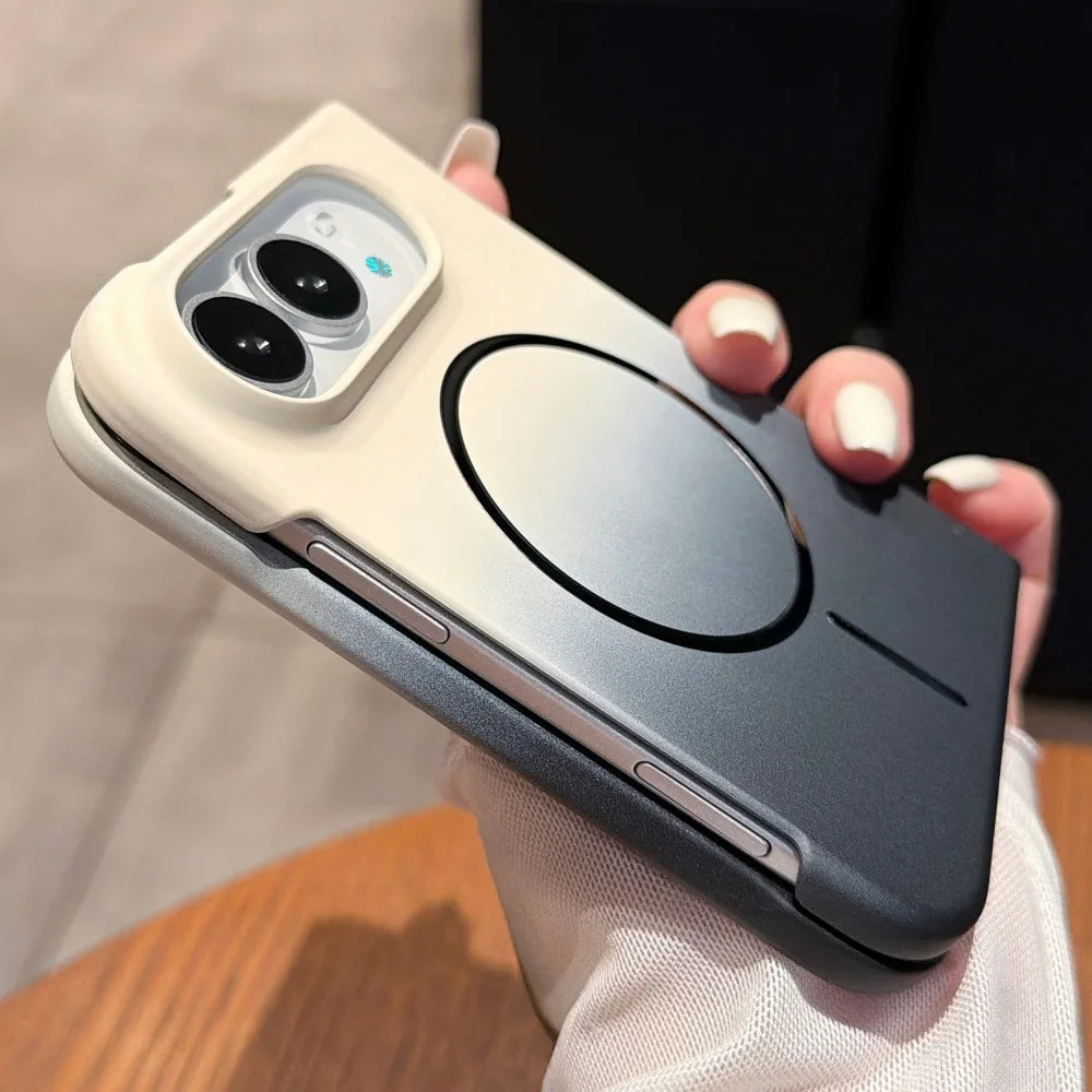 Slim Gradient Color Magnetic Wireless Charging Phone Case For iPhone Duo For Magsafe Protection Ultra Thin Hard PC Folding Cover